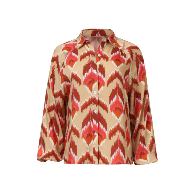 Smashed Lemon Aztec print blouse in warmroze en camel | 8720331376248 large