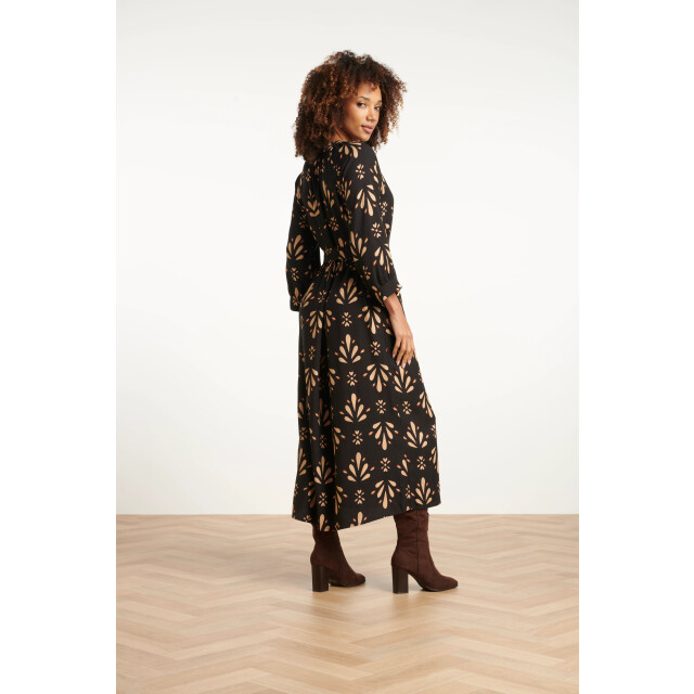 Smashed Lemon Ornament geprint maxi jurk in zwart en camel | 25599-999-735 large
