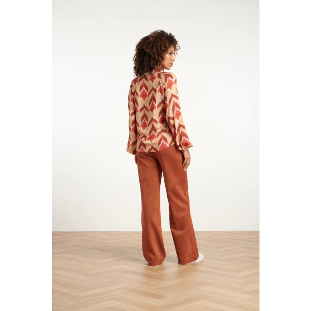 Smashed Lemon Aztec print blouse in warmroze en camel | 8720331376248 large