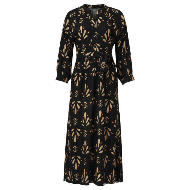 Smashed Lemon Ornament geprint maxi jurk in zwart en camel | 25599-999-735 large