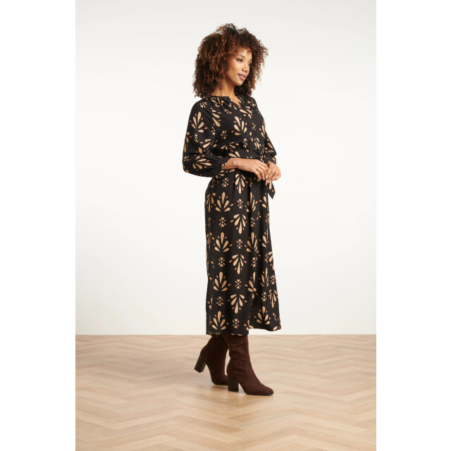 Smashed Lemon Ornament geprint maxi jurk in zwart en camel | 25599-999-735 large