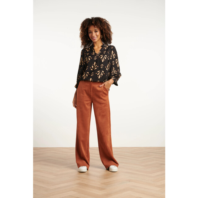 Smashed Lemon Ornament geprint top in zwart en camel | 8720331378396 large