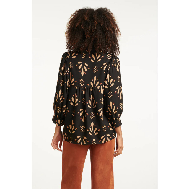 Smashed Lemon Ornament geprint top in zwart en camel | 8720331378396 large