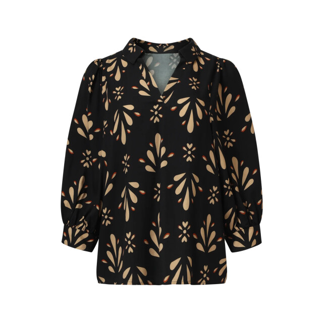 Smashed Lemon Ornament geprint top in zwart en camel | 8720331378396 large