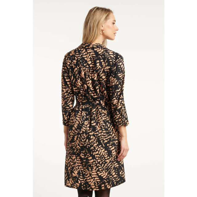 Smashed Lemon Korte jurk met abstract zwart en camel print | 25692-999-735 large Smashed Lemon Korte jurk met abstract zwart en camel print | 25692-999-735 large