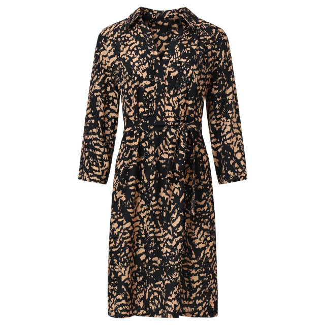 Smashed Lemon Korte jurk met abstract zwart en camel print | 25692-999-735 large Smashed Lemon Korte jurk met abstract zwart en camel print | 25692-999-735 large