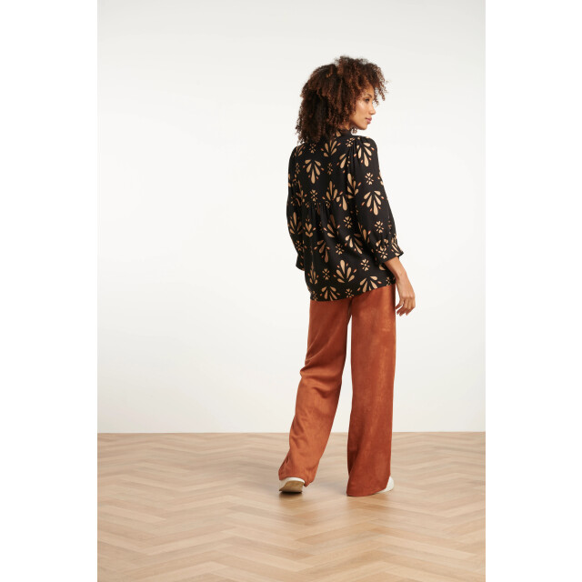 Smashed Lemon Ornament geprint top in zwart en camel | 8720331378396 large