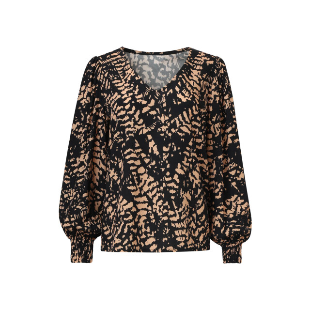 Smashed Lemon Top met abstract zwart en camel print | 8720331390190 large