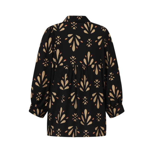 Smashed Lemon Ornament geprint top in zwart en camel | 8720331378396 large