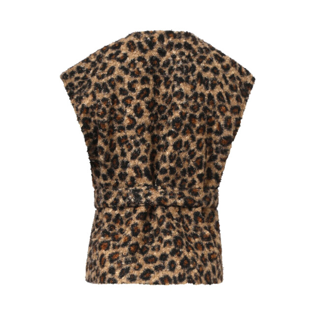 Smashed Lemon Bouclé gilet met dierenprint in camel en zwart | 25543-735-999 large Smashed Lemon Bouclé gilet met dierenprint in camel en zwart | 25543-735-999 large