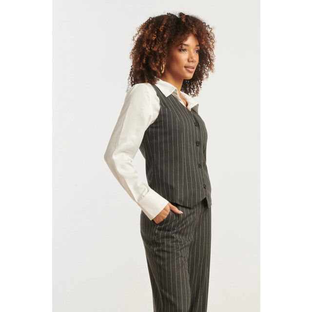 Smashed Lemon Modieus en getailleerd grijs en wit pinstriped gilet | 8720331385189 large