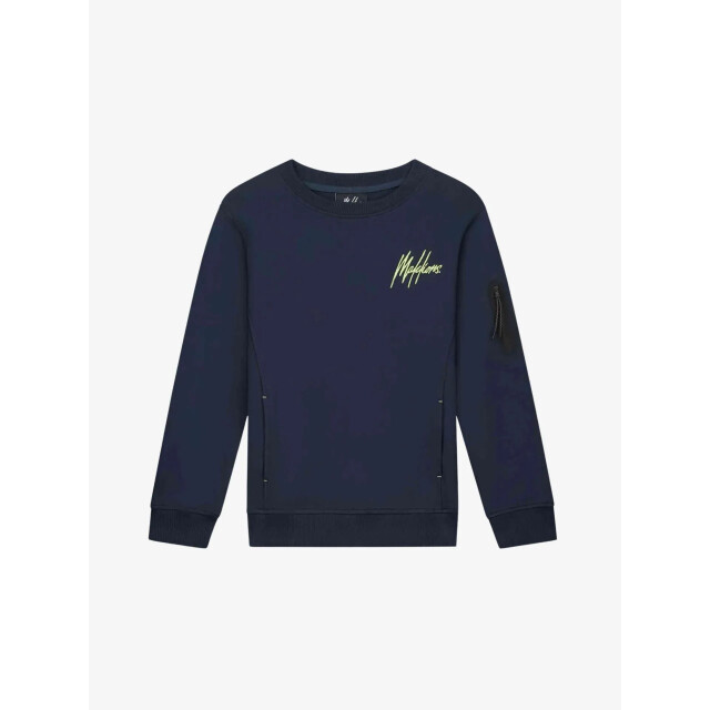 Malelions Jongens sweater counter navy bright yellow MJ1-AW25-37-720 large