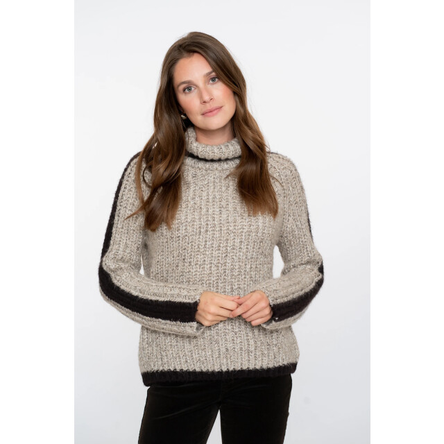 Geisha 54562-23 720 pullover stripe at sleeve sand melange/brown 54562-23 720 large Geisha 54562-23 720 pullover stripe at sleeve sand melange/brown 54562-23 720 large