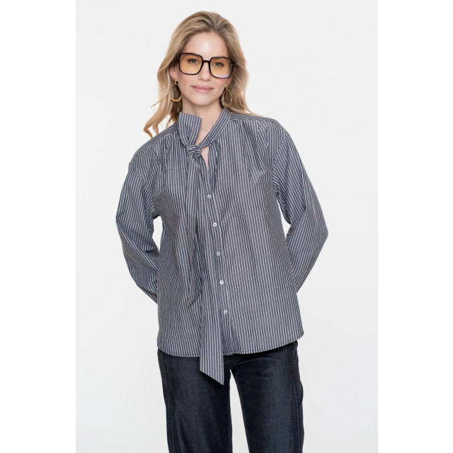 Geisha 53537-14 925 blouse stripes with bow grey/white 53537-14 925 large