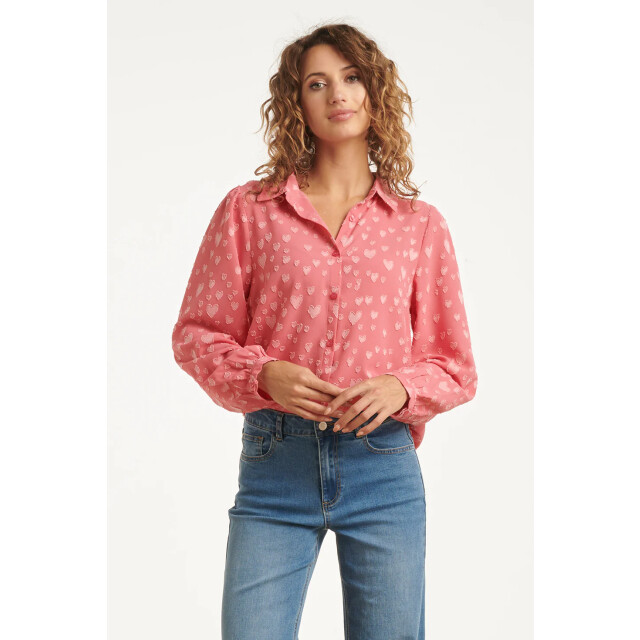 Smashed Lemon Damesblouse met hartjesmotief lange pofmouwen | 8720331381938 large