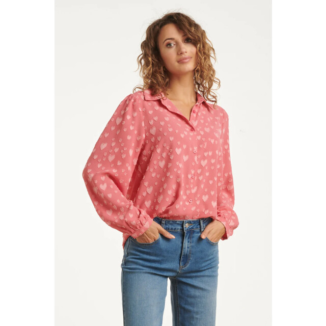Smashed Lemon Damesblouse met hartjesmotief lange pofmouwen | 8720331381891 large