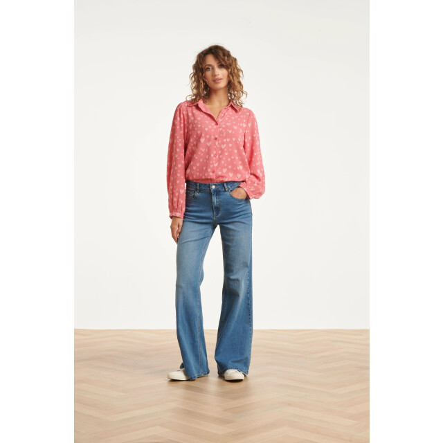 Smashed Lemon Damesblouse met hartjesmotief lange pofmouwen | 8720331381891 large