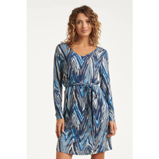 Smashed Lemon Damesgetailleerd zig zag geprint jurk | 25682-600-925 large Smashed Lemon Damesgetailleerd zig zag geprint jurk | 25682-600-925 large