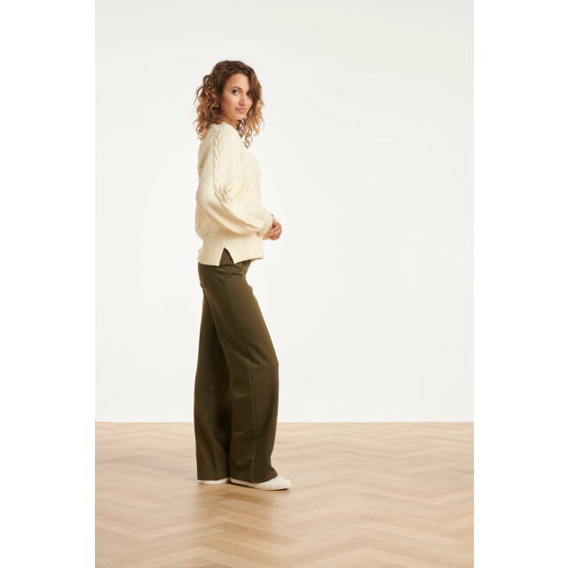 Smashed Lemon Damesstretch charcoal broek met wijde pijpen | 25636-550-S large Smashed Lemon Damesstretch charcoal broek met wijde pijpen | 25636-550-S large