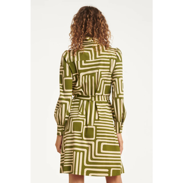 Smashed Lemon Army en sand geometrische jurk in travelkwaliteit | 25658-550-720 large Smashed Lemon Army en sand geometrische jurk in travelkwaliteit | 25658-550-720 large