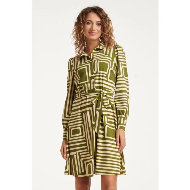 Smashed Lemon Army en sand geometrische jurk in travelkwaliteit | 25658-550-720 large Smashed Lemon Army en sand geometrische jurk in travelkwaliteit | 25658-550-720 large