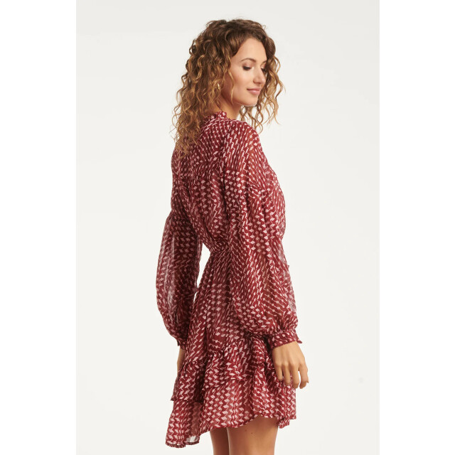 Smashed Lemon Bordeaux en babyroze geometrische jurk | 25706-470-400 large Smashed Lemon Bordeaux en babyroze geometrische jurk | 25706-470-400 large