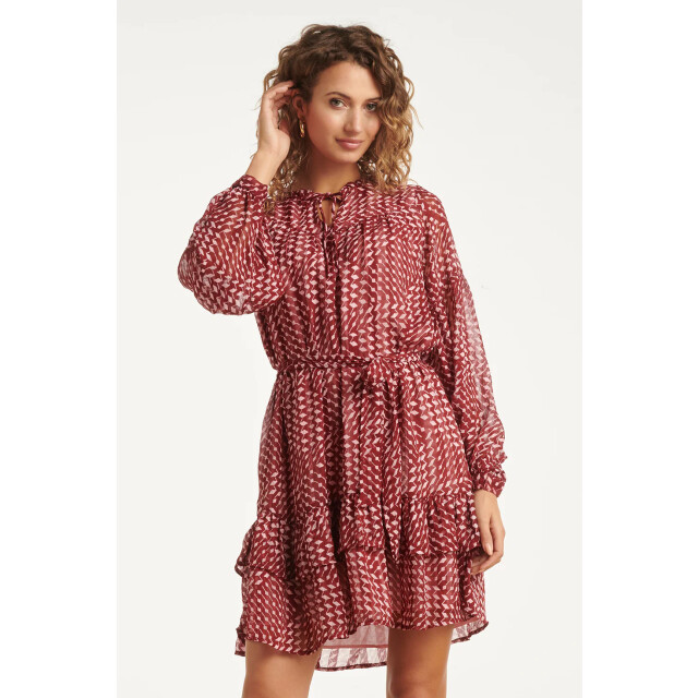 Smashed Lemon Bordeaux en babyroze geometrische jurk | 25706-470-400 large Smashed Lemon Bordeaux en babyroze geometrische jurk | 25706-470-400 large