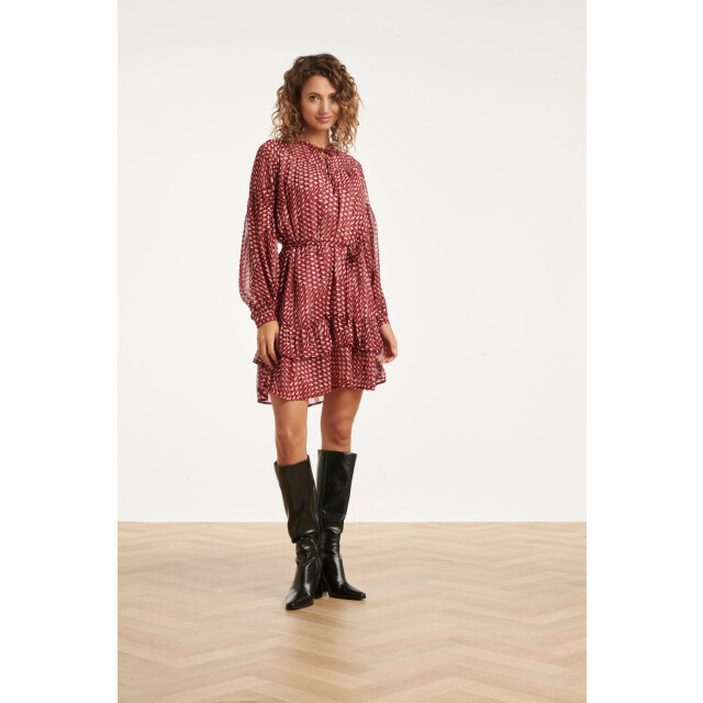 Smashed Lemon Bordeaux en babyroze geometrische jurk | 25706-470-400 large Smashed Lemon Bordeaux en babyroze geometrische jurk | 25706-470-400 large