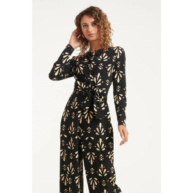 Smashed Lemon Zwart en wit ornamentaal print jumpsuit in travelkwaliteit | 8720331387848 large