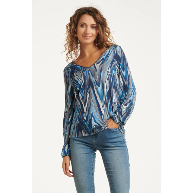Smashed Lemon Damesgetailleerd zig zag geprint top | 8720331389613 large