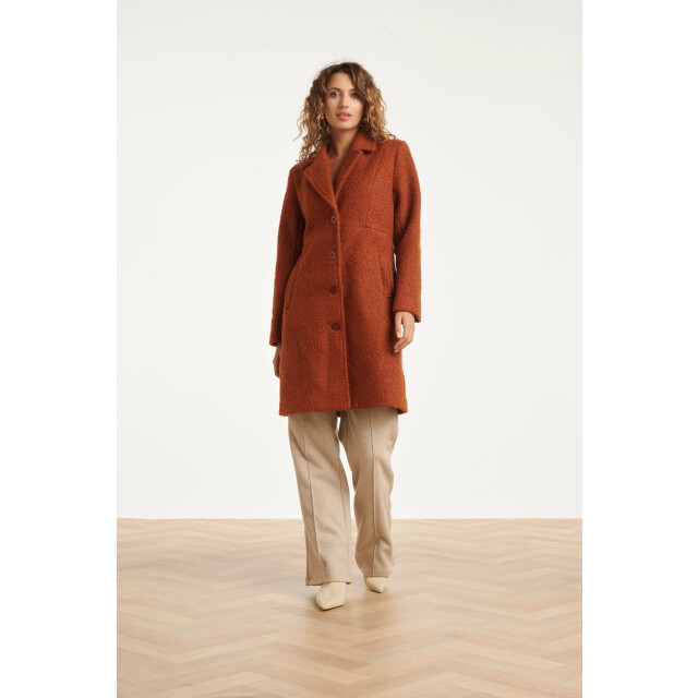 Smashed Lemon Bouclé jas met parelmoerknopen | 8720331374640 large