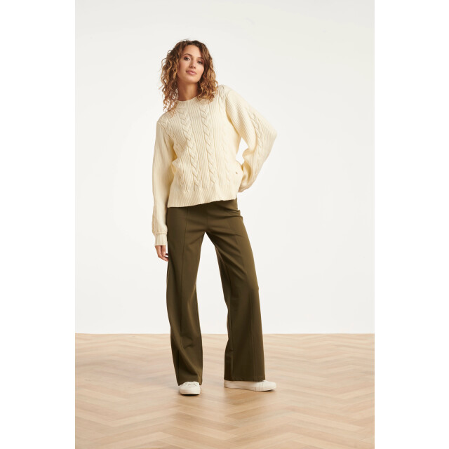 Smashed Lemon Damesstretch charcoal broek met wijde pijpen | 25636-550-S large Smashed Lemon Damesstretch charcoal broek met wijde pijpen | 25636-550-S large