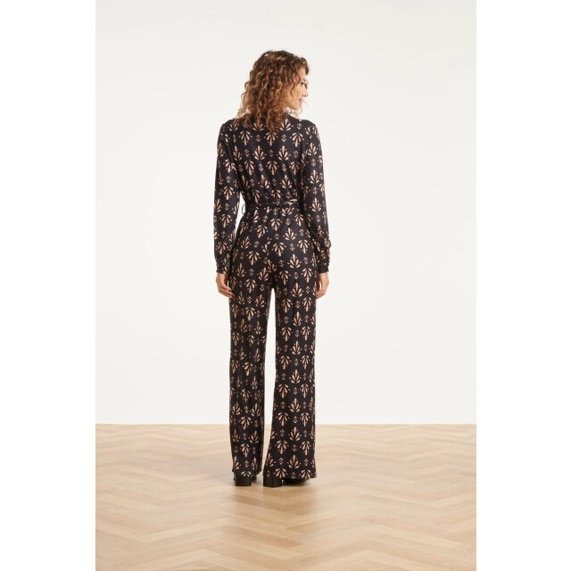 Smashed Lemon Stretchstof ornament geprint jumpsuit in zwart en camel | 8720331378334 large