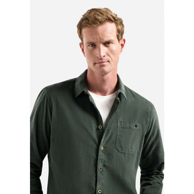 No Excess Shirt solid fine herringbone dark green 29430843-052 large