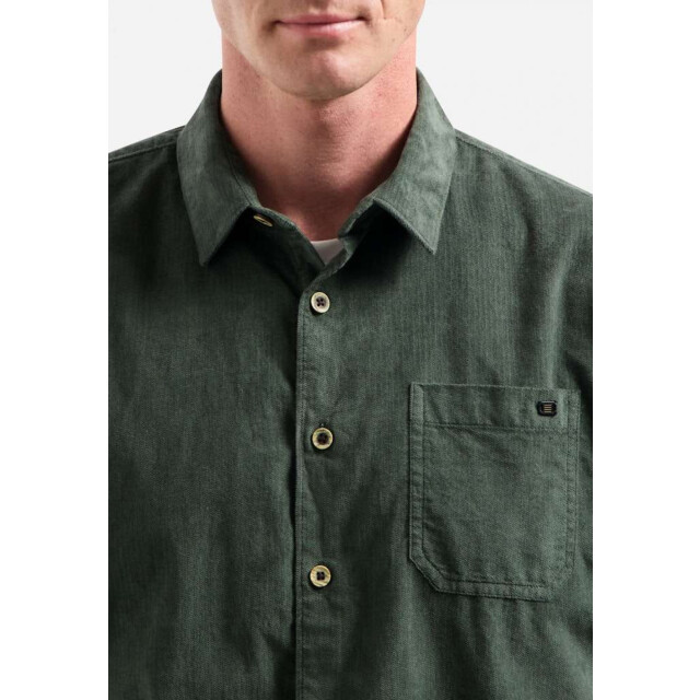 No Excess Shirt solid fine herringbone dark green 29430843-052 large