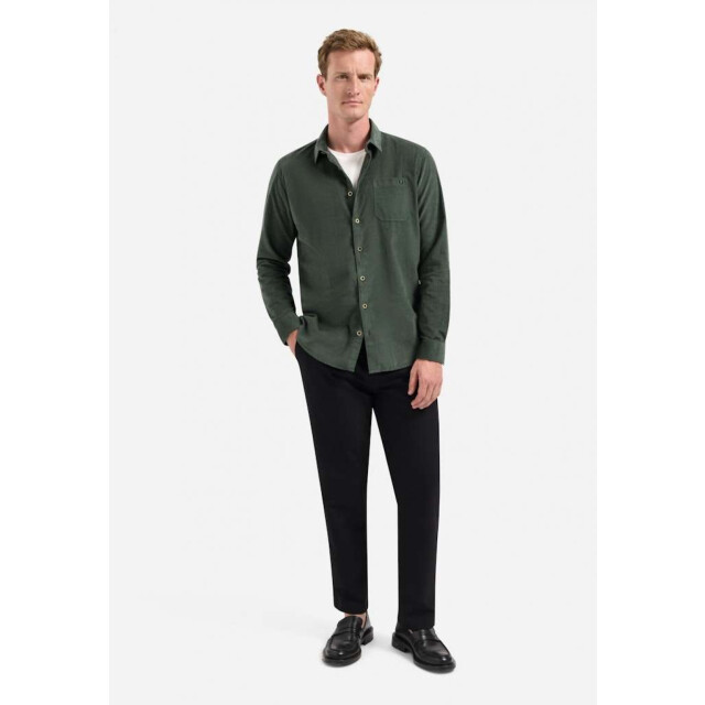 No Excess Shirt solid fine herringbone dark green 29430843-052 large