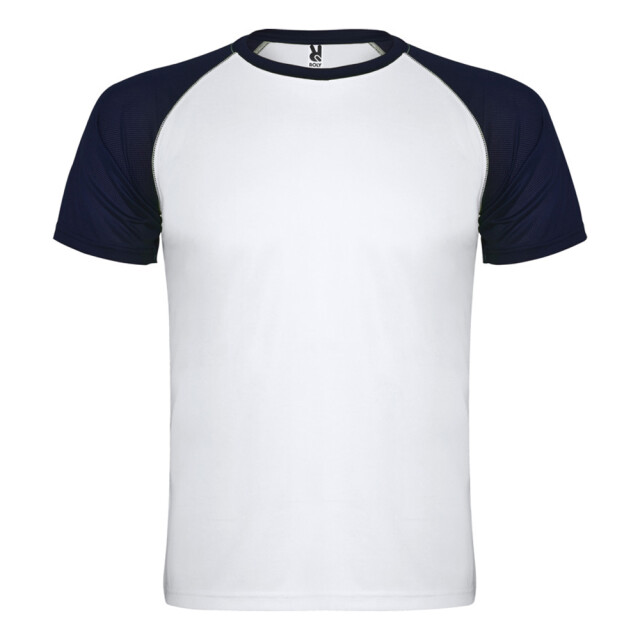 Roly Unisex volwassen indianapolis sport t-shirt met korte mouwen UTPF4436_whitenavyblue large