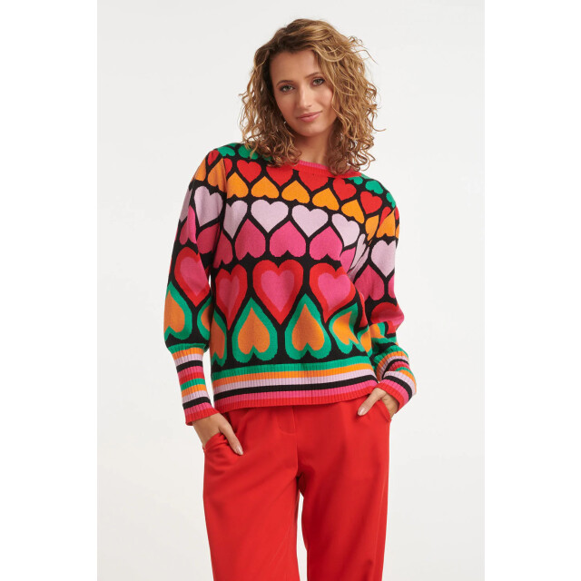 Smashed Lemon 24900 multi gebriede top met hartjesprint | 24900-998-S large Smashed Lemon 24900 multi gebriede top met hartjesprint | 24900-998-S large