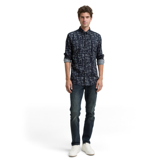 Tom Tailor Stretch shirt aop ls navy 5309.37.0005 large