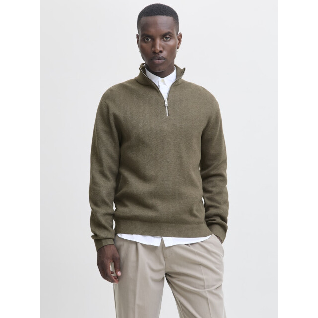 Jack & Jones Jprblamilano stitch knit half zip sn olijf 5219.22.0041 large