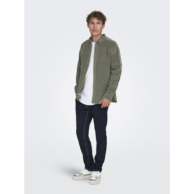 Only & Sons onsmichael 18w reg cord stretch ls 22029764 castor gray 05631.940.0008 large