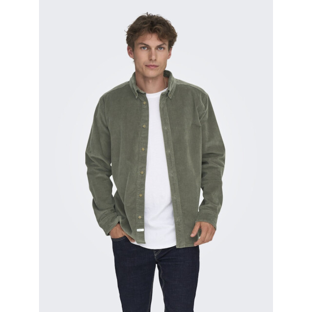 Only & Sons onsmichael 18w reg cord stretch ls 22029764 castor gray 05631.940.0008 large