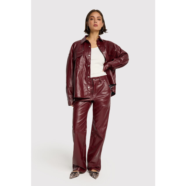 Alix The Label 2509412310 ladies woven faux leather blouse 2509412310 faux leather blouse large