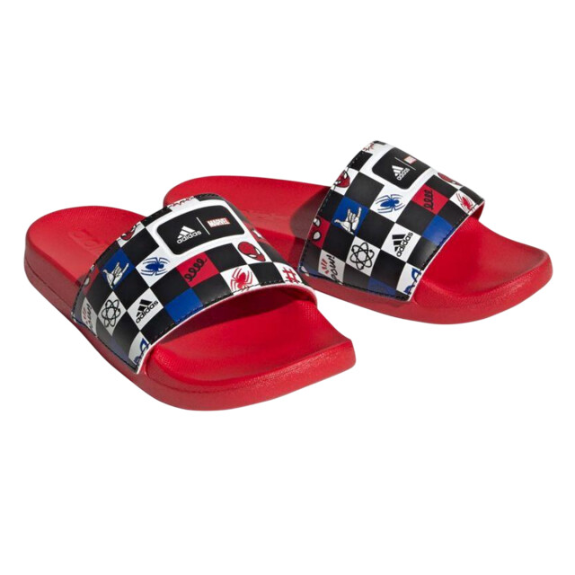Adidas Kinderen/kinderen adilette spider-man sliders UTPP5893_coreblackcloudwhitebetterscarlet large