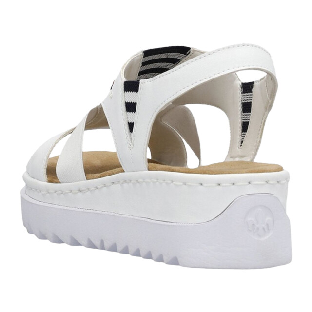 Rieker Dames contrast gestreepte ecologisch leren sandalen UTPP5850_white large