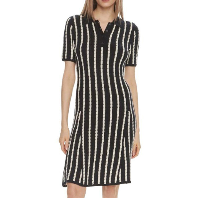 Tommy Hilfiger Dames kabelgebreide jurk met korte mouwen UTPP4728_whitenavyblue large