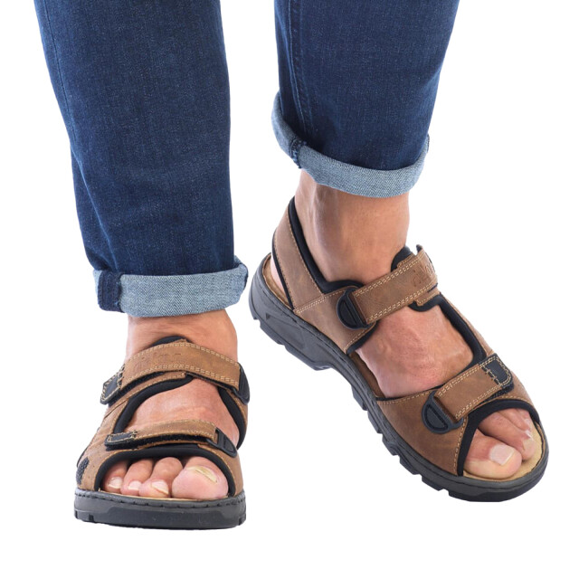 Rieker Leren sandalen met drukknoopsluiting voor heren UTPP4772_brown large