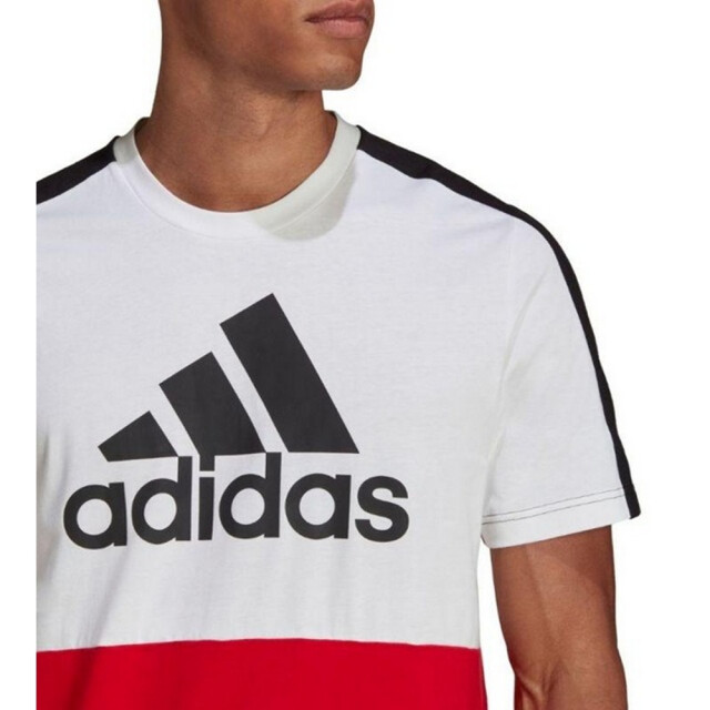 Adidas Heren essentials colour block single jersey t-shirt UTPP4226_whitered large