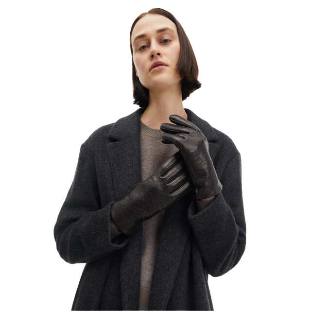 Calvin Klein Dames re-lock leren debossed handschoenen UTPP3828_black large