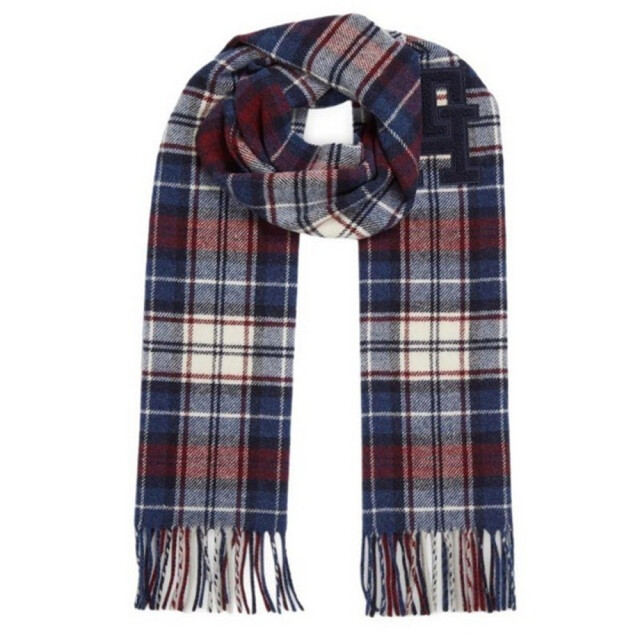 Tommy Hilfiger Heren sjaal met monogramkwastje UTPP3618_rednavyblue large